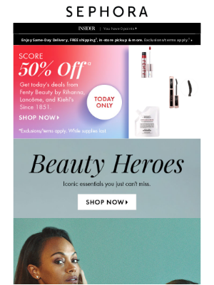 Sephora - Earn 500 points when you spend $75 in one transaction ❤️ Ends 3/17.