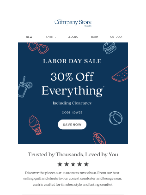 The Company Store - Your top-rated items are 30% off