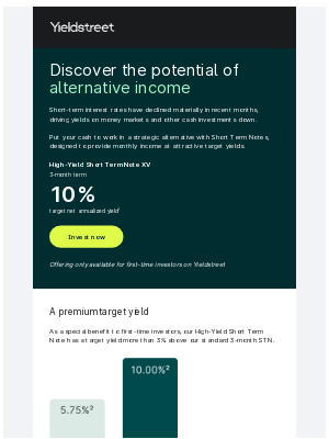 Yieldstreet - Target a 10% net annualized yield in 3 months