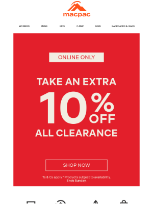 Macpac (Australia) - 72hr Clearance Deals - Online Only