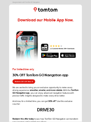 TomTom - Big News: 30% Off Smarter Driving!