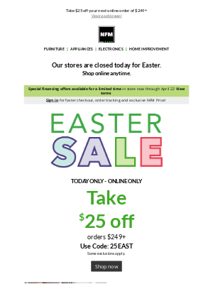 Nebraska Furniture Mart - Today ONLY - An extra Easter treat just for you