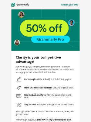 Grammarly - Save 50% on Pro and let your words do the work