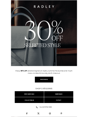 Radley (United Kingdom) - 30% off selected styles starts now