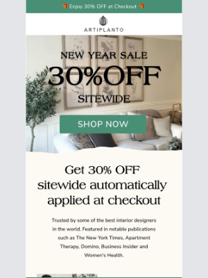 artiplanto - New Year, New Savings: 30% Off Sitewide 🎉