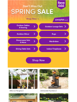 Wayfair (United Kingdom) - Outdoor Tables & Seating 💸 Spring Sale