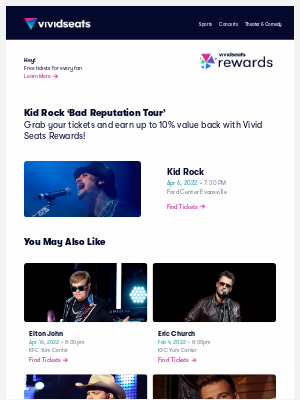 Vivid Seats - Kid Rock is coming to Evansville on Apr  6, 2022!