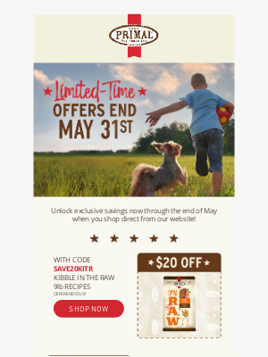 Primal Pet Foods - Don't Miss Out! May Discounts Ending Soon!