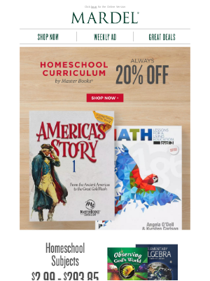 Mardel Christian and Education Stores, Inc. - Your 1 Stop Shop for Everything Homeschool!