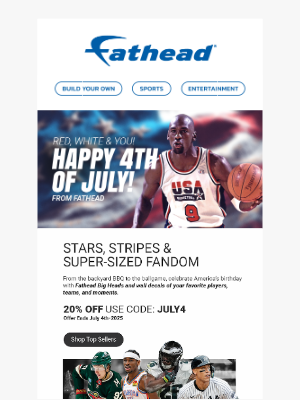Red, White & 20% OFF - Fatheads for Your 4th