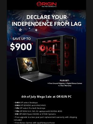 ORIGIN PC - 4th of July Mega Sale at ORIGIN PC!