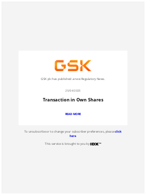GSK - GlaxoSmithKline - GSK plc – Stock exchange announcement
