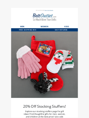 BeltOutlet.com - 20% Off Stocking Stuffers! 🎅