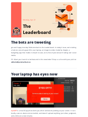 Product Hunt - 😸 Your laptop just got paranoid