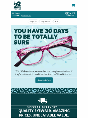 Zenni Optical - You Have 30 Days to Be Totally Sure 🙌
