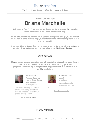 Fine Art America - Fine Art America - Weekly Update for Briana Marchelle