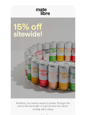 Mate Libre - 15% off sitewide!