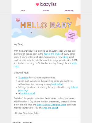 Babylist - Rachel on Netflix 🎀 & baby tax perks 💰