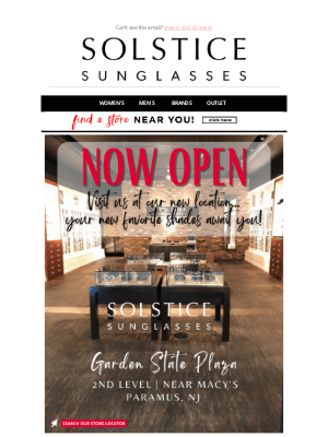 Solstice Sunglasses - 🕶️ HELLO, NJ! Visit us at our new Garden State Plaza location! 🕶️