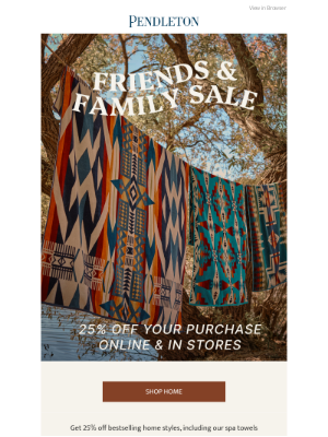 Pendleton Woolen Mills - 25% off your purchase