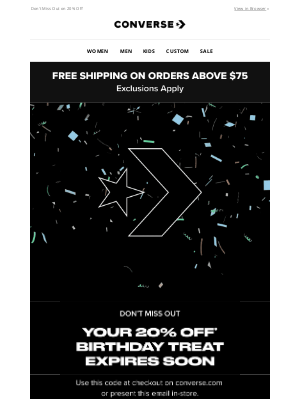 Converse - Your Birthday Gift Expires Soon