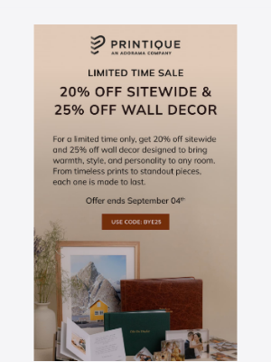 20% Off Sitewide & 25% Off Wall Decor — Offer ends 09/04!