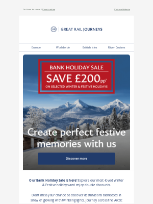 Great Rail Journeys - Our Bank Holiday Sale has landed!