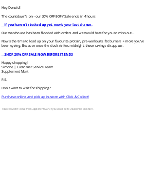Supplement Mart (Australia) - 4 hours left Donald... ⏰