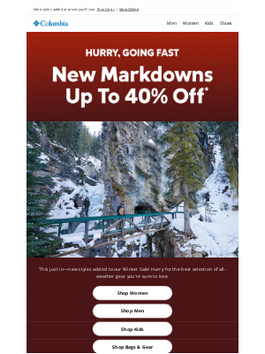 Columbia Sportswear - GOING FAST: Up to 40% off NEW markdowns! ⏰