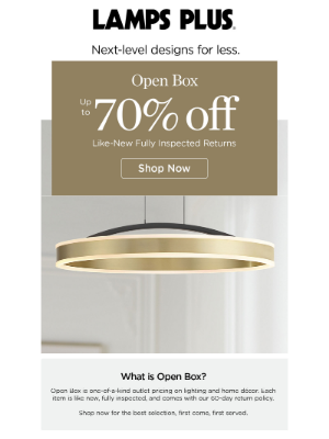 Lamps Plus - Tax Refund Just In? Treat Yourself with Up to 70% Off