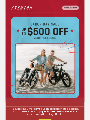 Aventon Bikes - Labor Day’s Best Deal: $500 Off Select Ebikes🎆