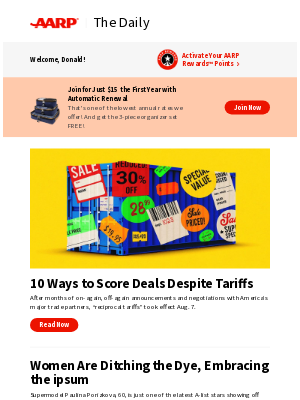 AARP - The Daily — Tariffs in Effect: 10 Ways to Still Score Deals