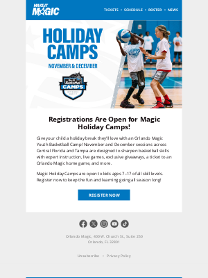 Orlando Magic - Magic Holiday Camps Are Here—Register Now!