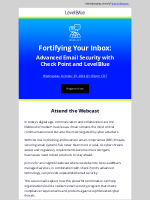 Cyber Security - Webcast Tomorrow: Fortifying Your Inbox: Advanced Email Security with Check Point and LevelBlue