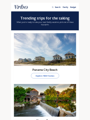 HomeAway - Trending spots for family vacations