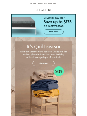 Tuft & Needle - 25% off ALL Quilts