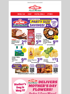 Acme Fresh Market - 2-Day Party Sale + Mother’s Day Deals This Weekend Only!