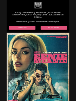 Disney+ - 🚘 EENIE MEANIE starring Samara Weaving is now streaming on Hulu 🚘