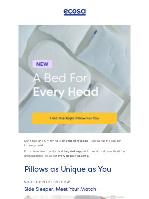 Ecosa (Australia) - A Pillow for Every Head: New to Ecosa.