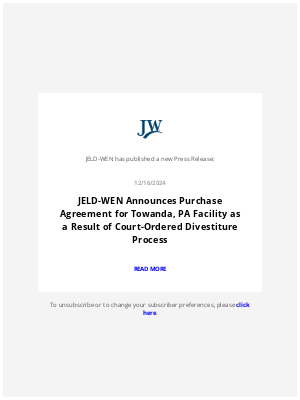 Jeld-Wen - JELD-WEN Email Alerting Service