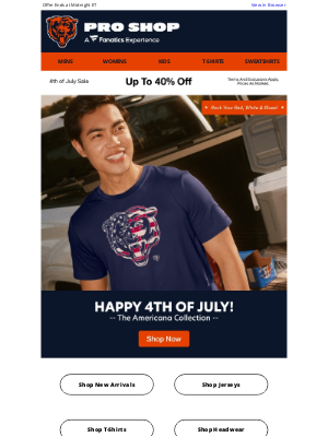 Chicago Bears - Ends Tonight | Up to 40% Off 4th of July Sale