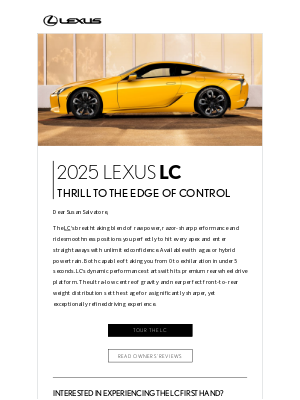 Lexus (Canada) - Susan Salvatore, we invite you to experience the Lexus LC