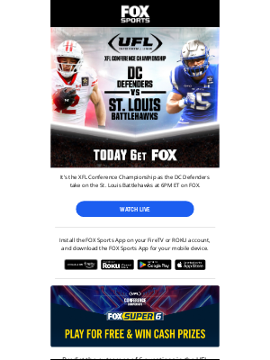 Fox Networks Group - UFL: The XFL Conference Championship is here 🏈