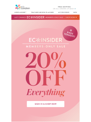 Erin Condren - 20% Off - Last Day! Join EC Insiders to SAVE!
