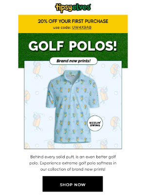 Tipsy Elves - enhance your swing in all new golf polos ⛳
