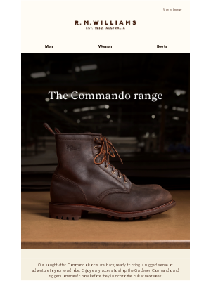 R.M.Williams - Early access: The Commando range