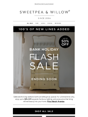Sweetpea & Willow - Bank Holiday Bliss: Enjoy Up To 50% OFF!