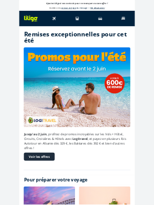liligo (France) - Des promos exceptionnelles sur les séjours vol + hôtel avec Logitravel 🤩