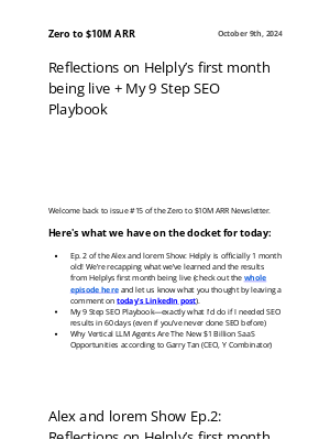 Groove - Zero to $10M ARR: Reflections on Helply’s first month being live + My 9 Step SEO Playbook (exactly what I would do if I needed SEO results in 60 days)