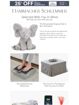 Hammacher Schlemmer - Selected Just For You:  The Personalized Singing Peek-A-Boo Pachyderm & More